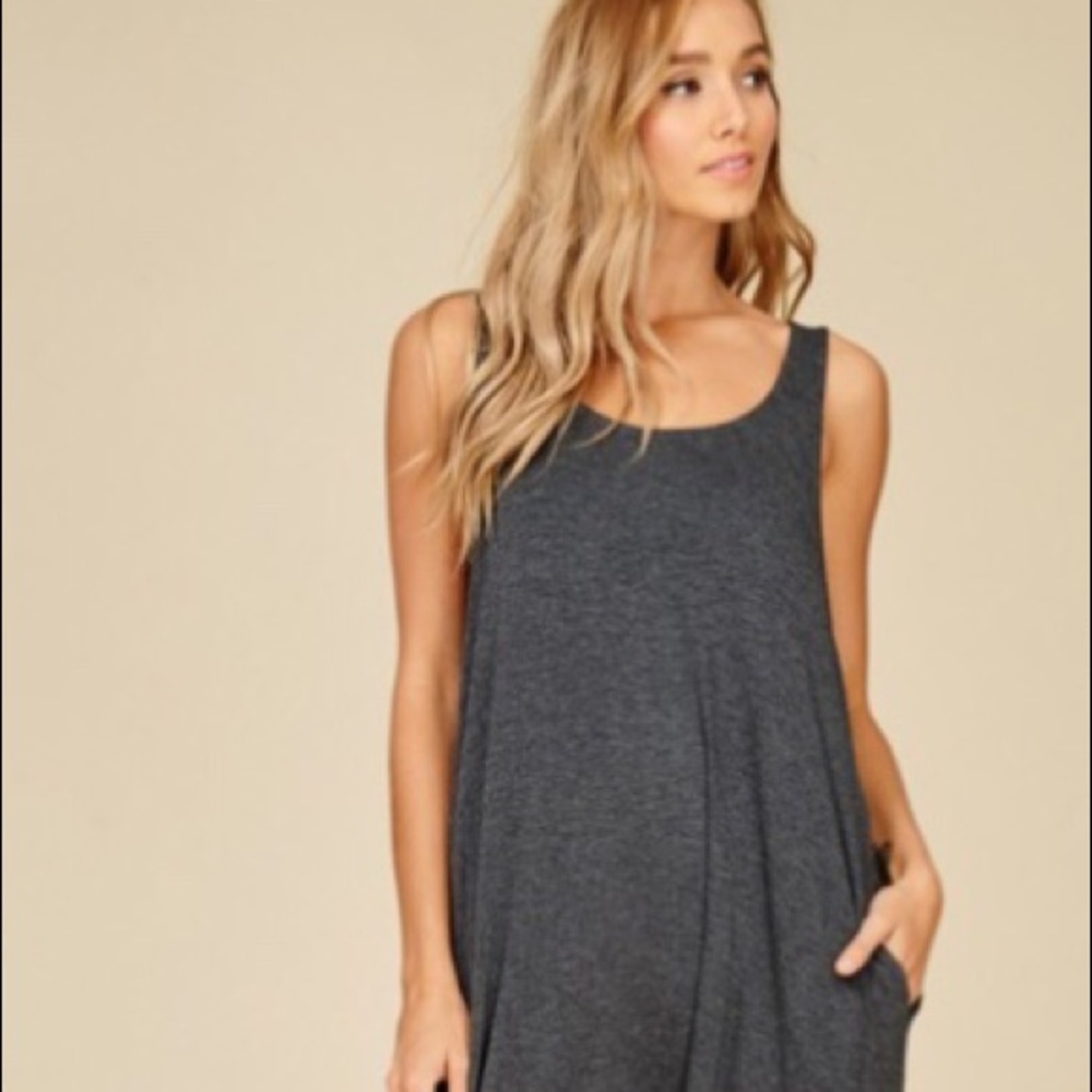 Charcoal harem pant jumpsuit with pockets